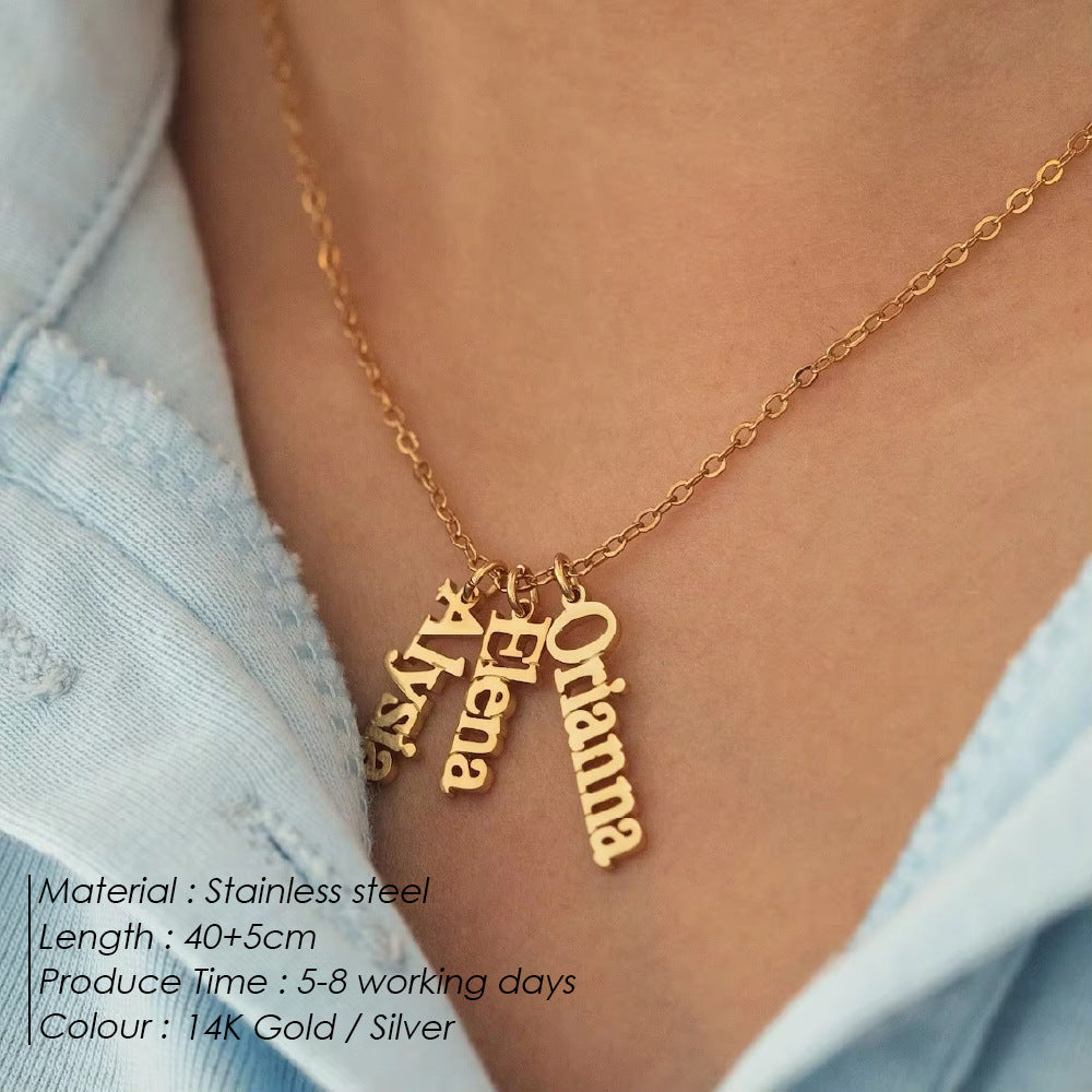 Stainless Steel English Name Necklace, Personalized DIY Fashion Necklace