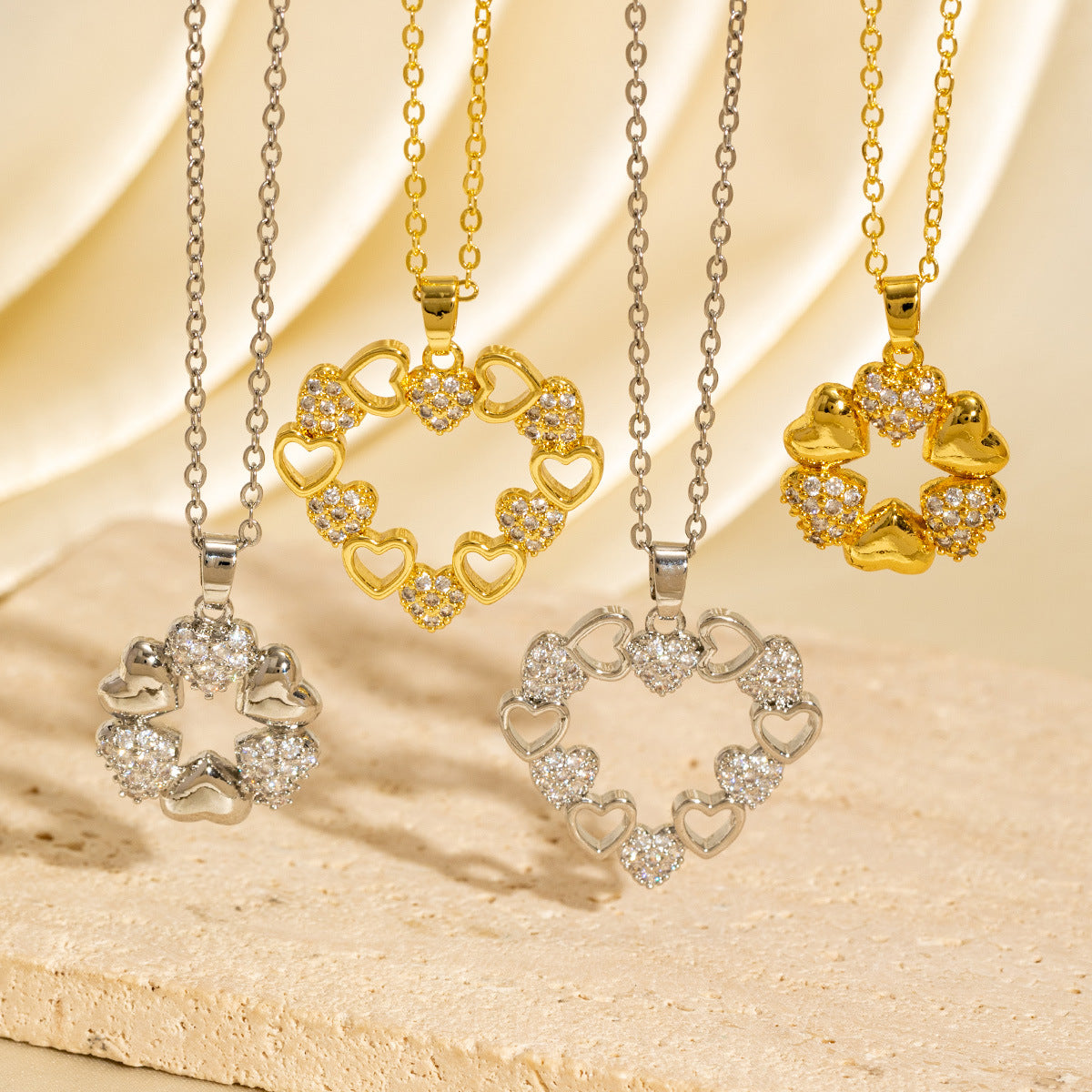 Malika Gems Minimal Luxe Heart Necklace – Elegant Hollow Design