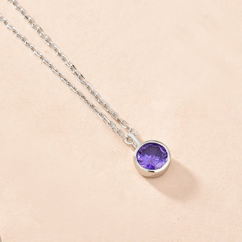 Women's Fashionable Simple Sterling Silver Solitaire Necklace With Twelve Zodiac Signs