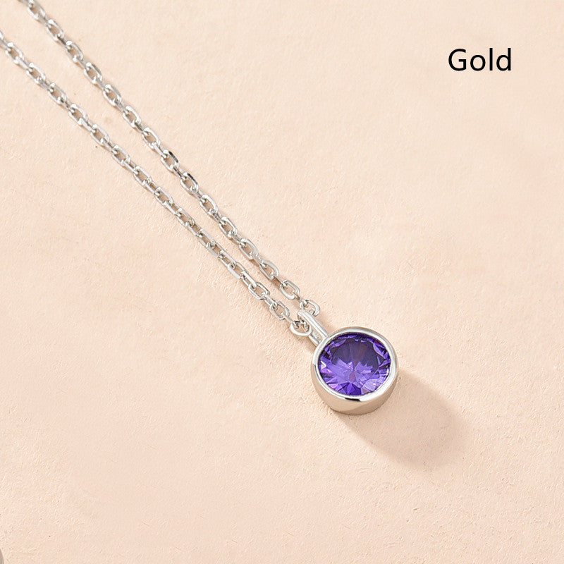 Women's Fashionable Simple Sterling Silver Solitaire Necklace With Twelve Zodiac Signs