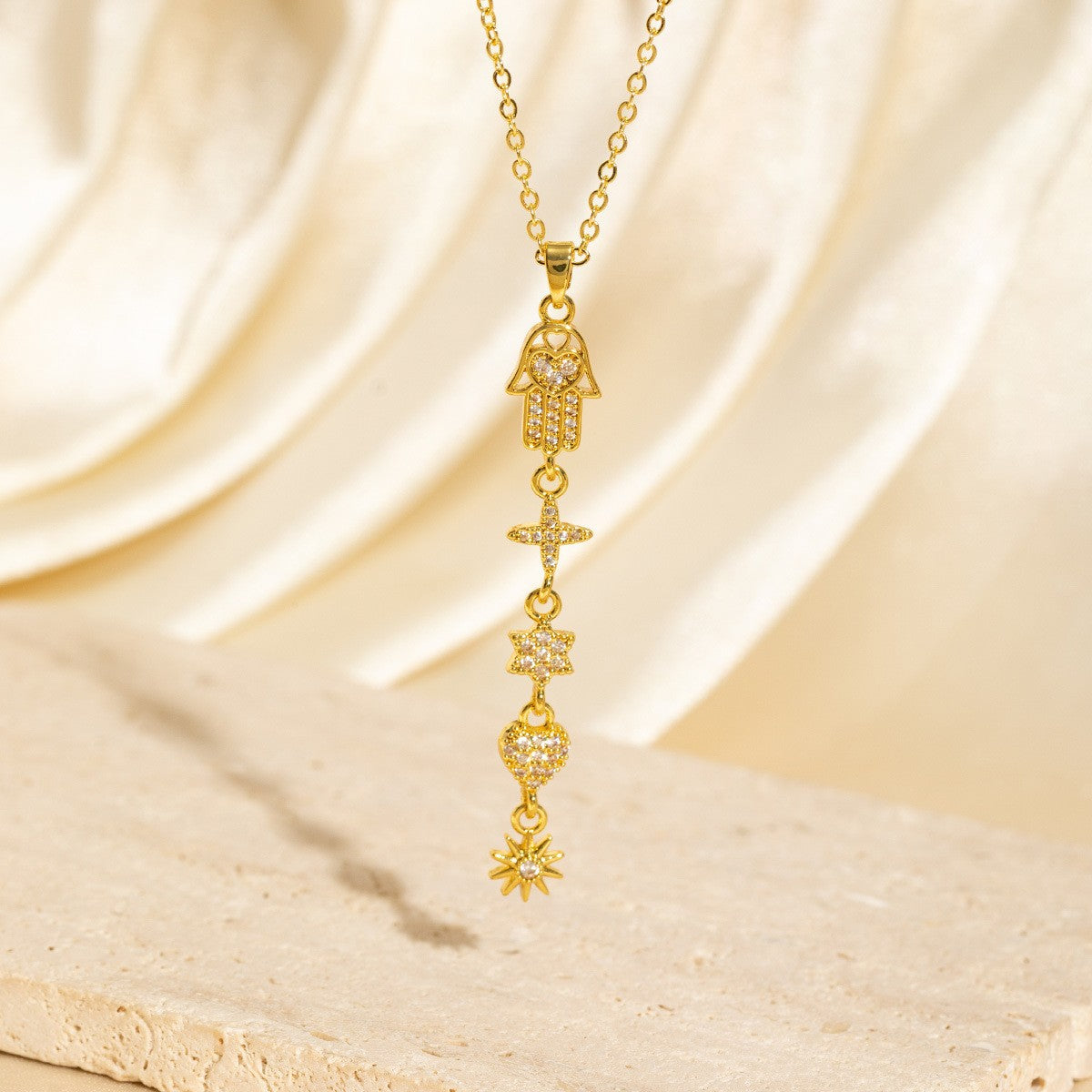 Malika Gems Tassel Flow Necklace – Color Zircon & Elegant Drop Design