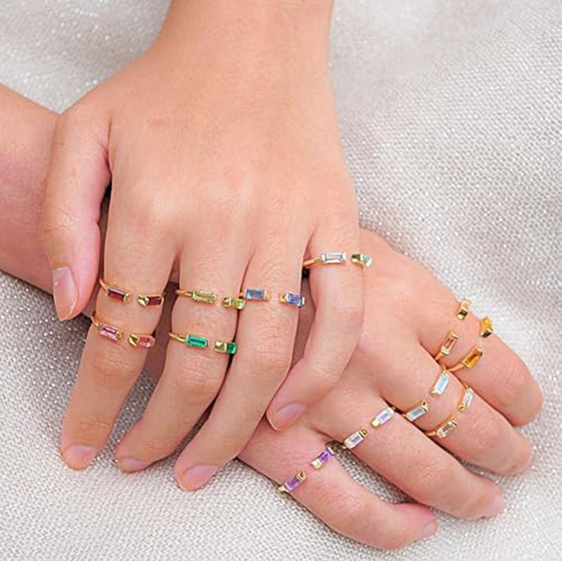 Female 12 Zodiac Birthstone Micro Inlaid Ring