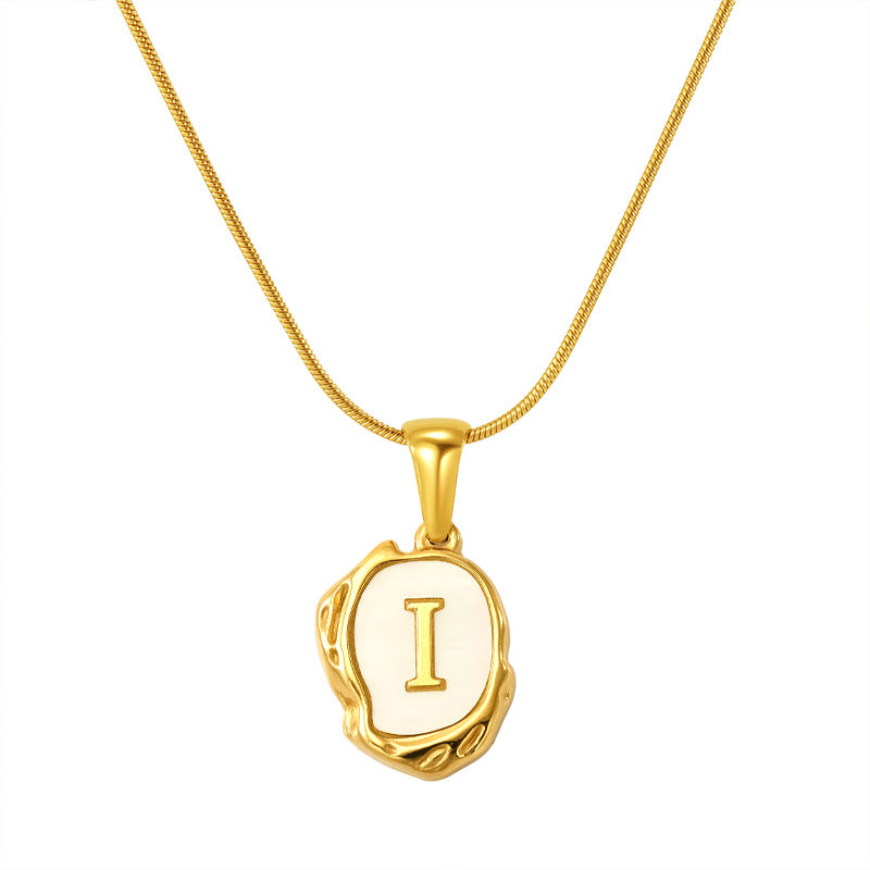 Malika Gems Lava Shell Initial Necklace – Natural Energy Letter Pendant