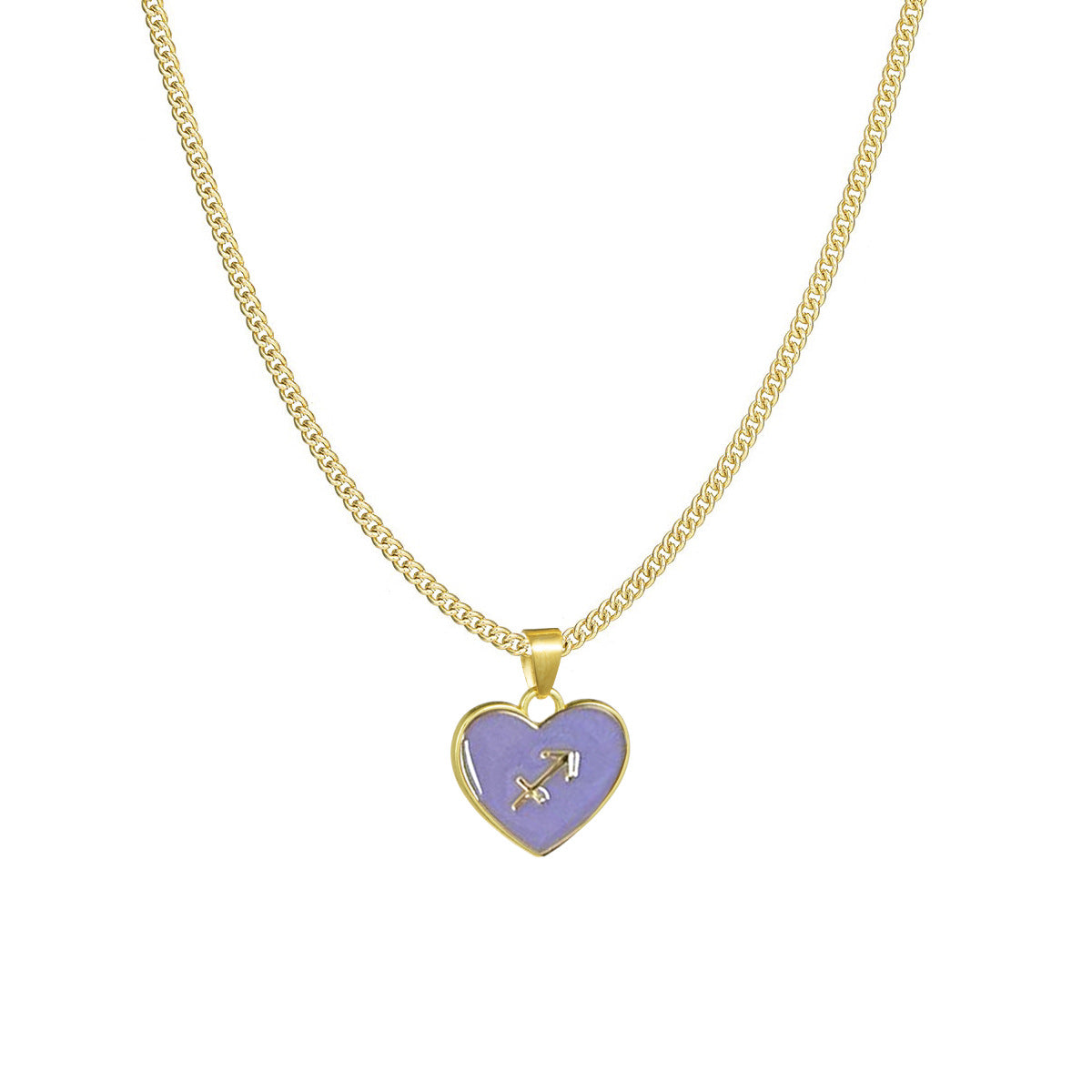 Fashion Color Zodiac Peach Heart Alloy Necklace