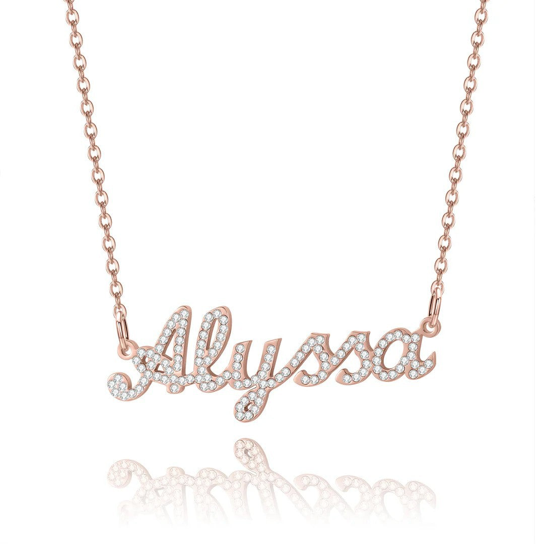 Malika Gems Custom Name Necklace – Personalized Diamond Letter Pendant