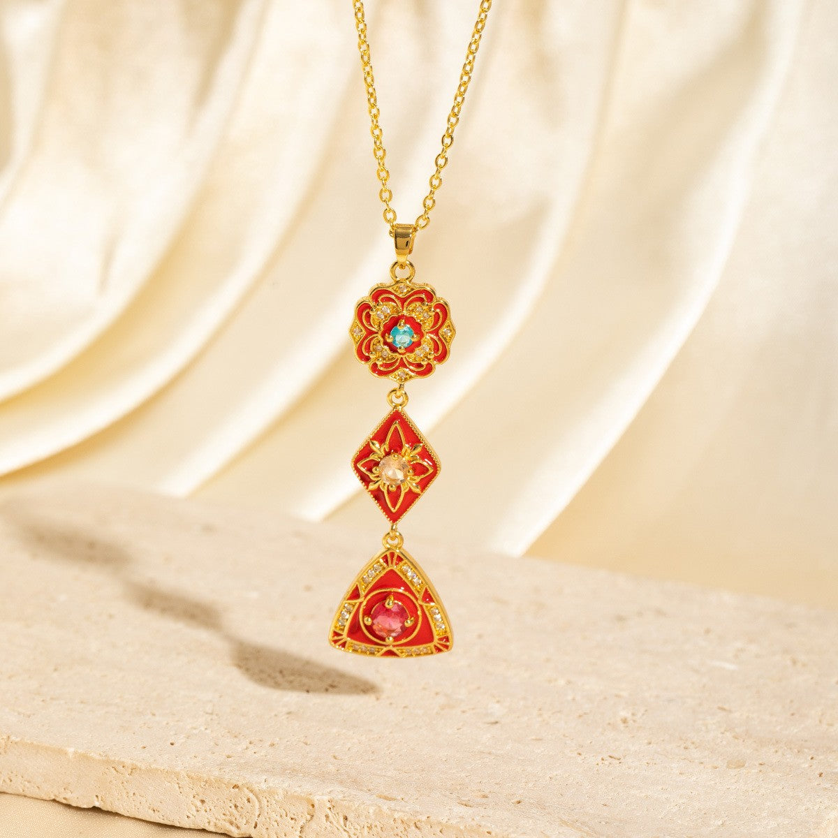 Malika Gems Tassel Flow Necklace – Color Zircon & Elegant Drop Design