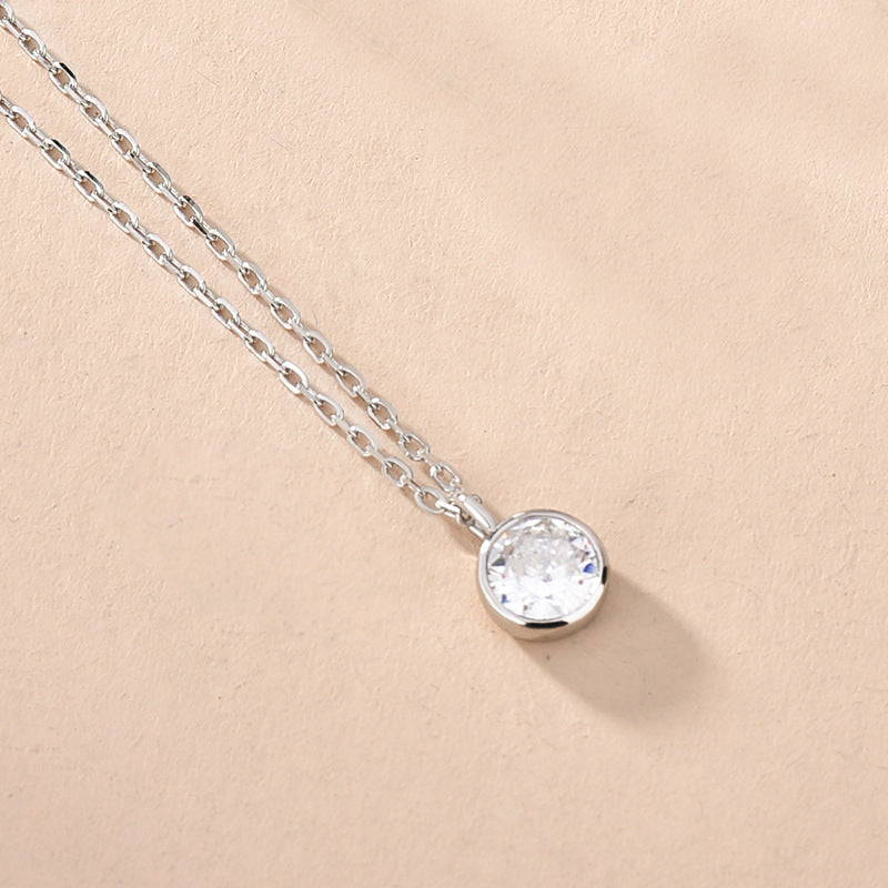 Women's Fashionable Simple Sterling Silver Solitaire Necklace With Twelve Zodiac Signs
