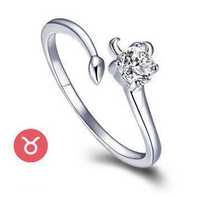 12 Zodiac Ring Aries Taurus Gemini Cancer Virgo Libra Scorpius Sagittarius Capricornus Wedding Love CZ  Adjustable Rings