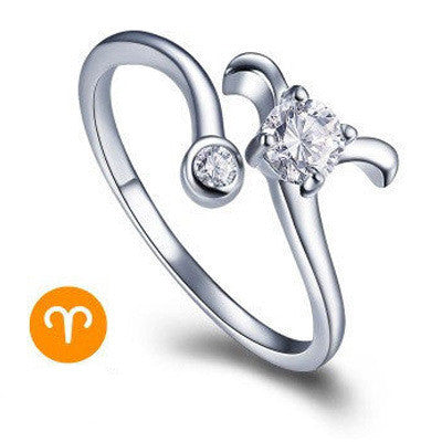 12 Zodiac Ring Aries Taurus Gemini Cancer Virgo Libra Scorpius Sagittarius Capricornus Wedding Love CZ  Adjustable Rings