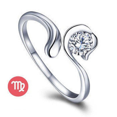 12 Zodiac Ring Aries Taurus Gemini Cancer Virgo Libra Scorpius Sagittarius Capricornus Wedding Love CZ  Adjustable Rings
