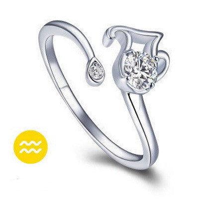12 Zodiac Ring Aries Taurus Gemini Cancer Virgo Libra Scorpius Sagittarius Capricornus Wedding Love CZ  Adjustable Rings