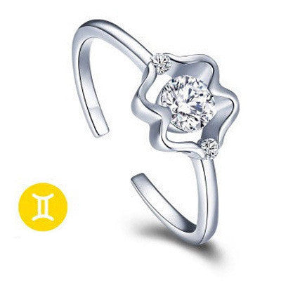 12 Zodiac Ring Aries Taurus Gemini Cancer Virgo Libra Scorpius Sagittarius Capricornus Wedding Love CZ  Adjustable Rings