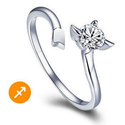 12 Zodiac Ring Aries Taurus Gemini Cancer Virgo Libra Scorpius Sagittarius Capricornus Wedding Love CZ  Adjustable Rings