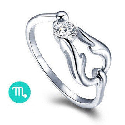 12 Zodiac Ring Aries Taurus Gemini Cancer Virgo Libra Scorpius Sagittarius Capricornus Wedding Love CZ  Adjustable Rings