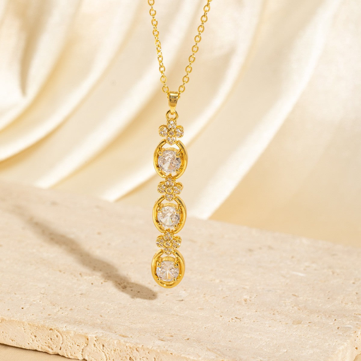 Malika Gems Tassel Flow Necklace – Color Zircon & Elegant Drop Design