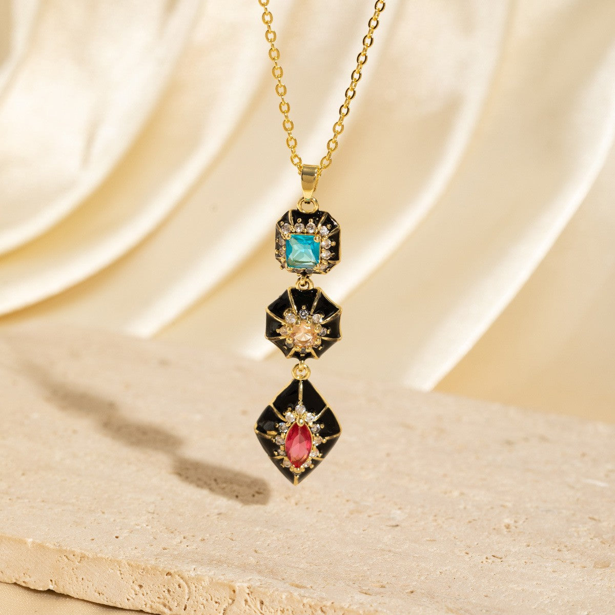 Malika Gems Tassel Flow Necklace – Color Zircon & Elegant Drop Design
