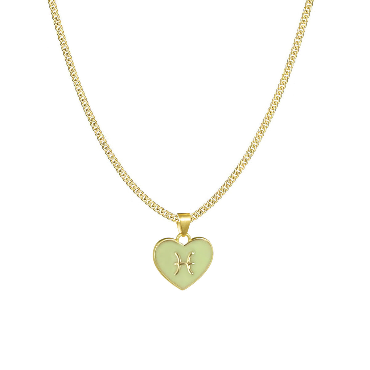 Fashion Color Zodiac Peach Heart Alloy Necklace