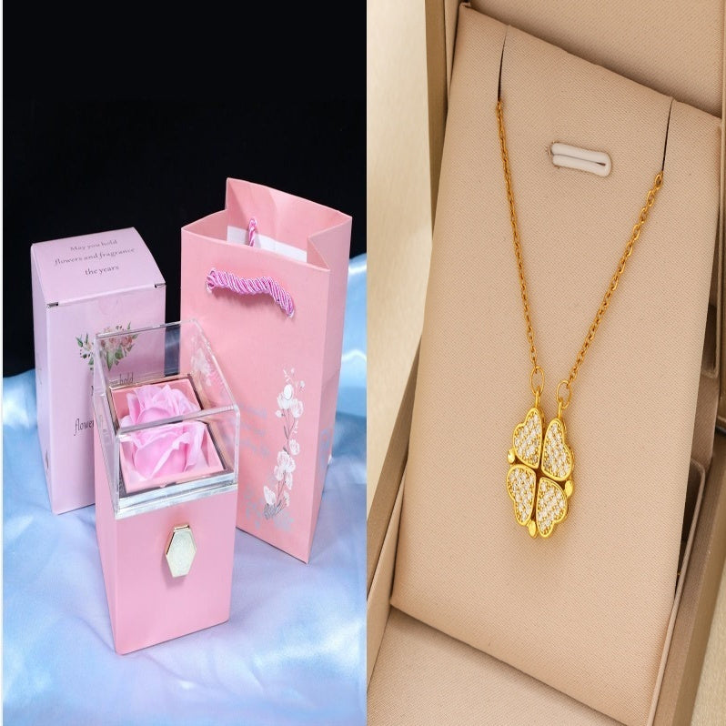 Malika Gems Eternal Rose Rotating Jewelry Gift Box