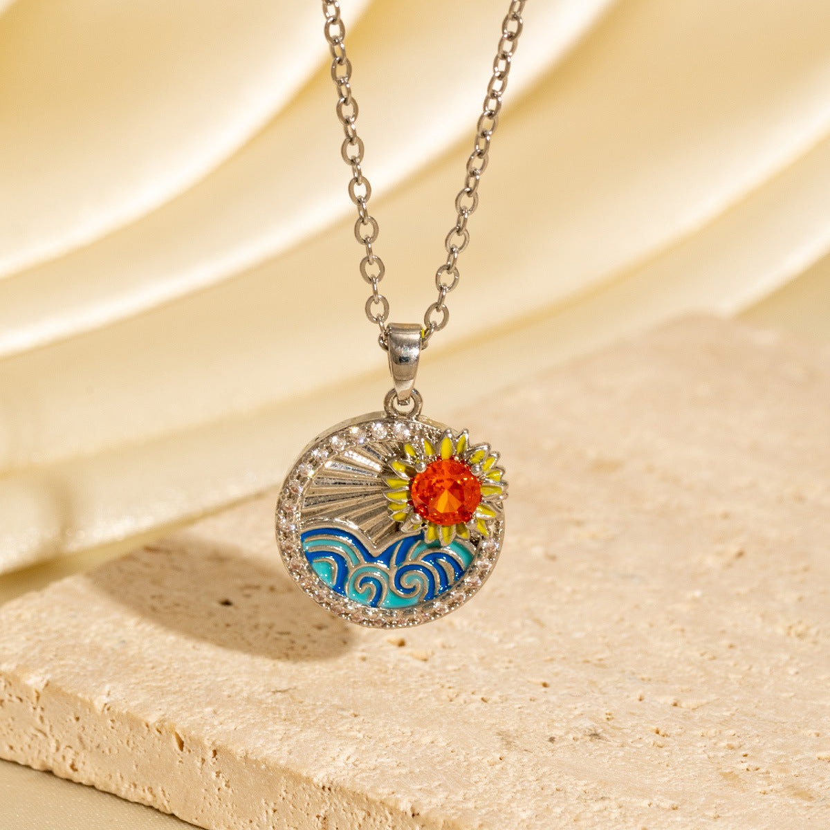 Malika Gems Sunlight Energy Necklace – Sunflower Radiance Pendant