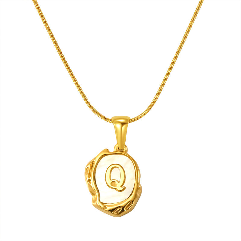 Malika Gems Lava Shell Initial Necklace – Natural Energy Letter Pendant