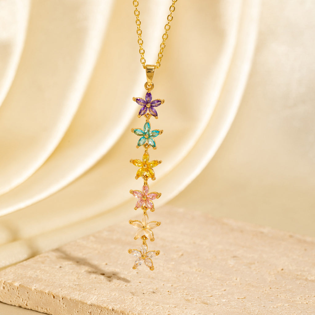 Malika Gems Tassel Flow Necklace – Color Zircon & Elegant Drop Design