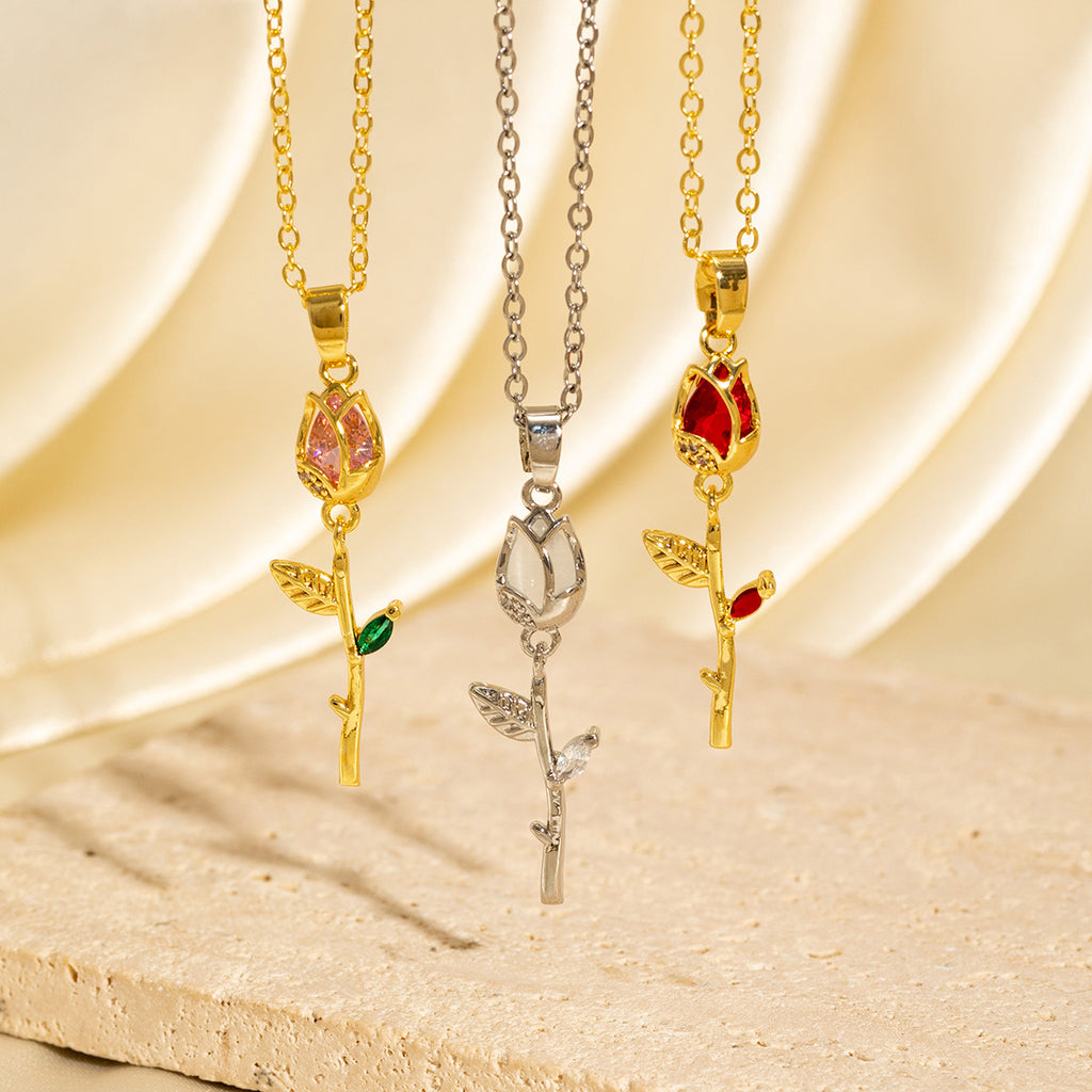 Malika Gems Personalized Tulip Necklace – Custom Floral Piece