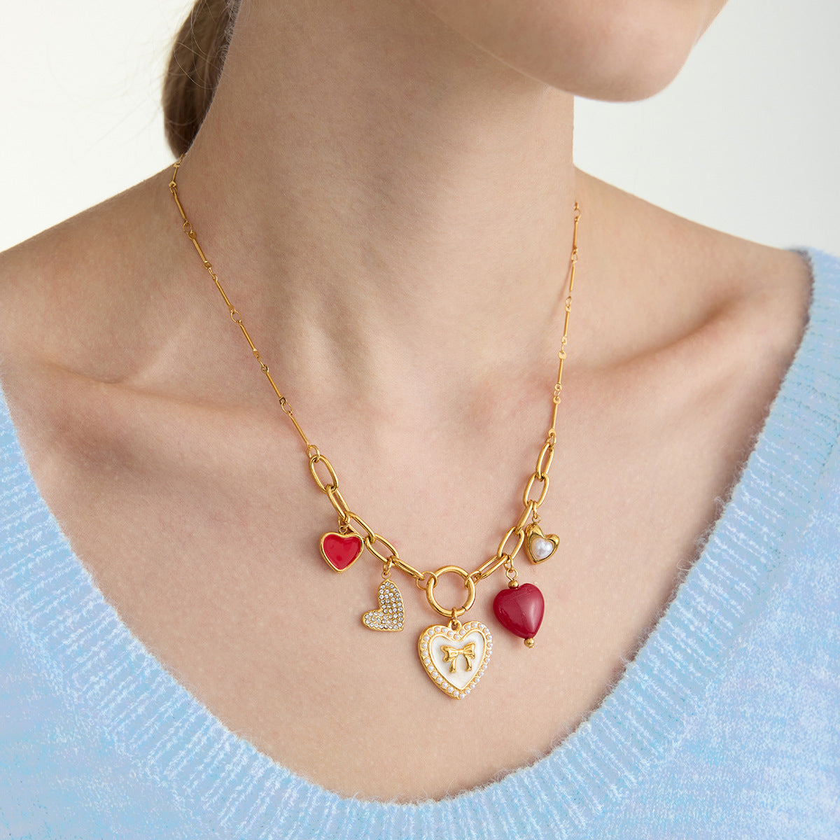Malika Gems Retro Heart Necklace Set – Timeless Love Collection