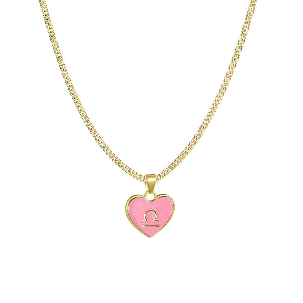 Fashion Color Zodiac Peach Heart Alloy Necklace
