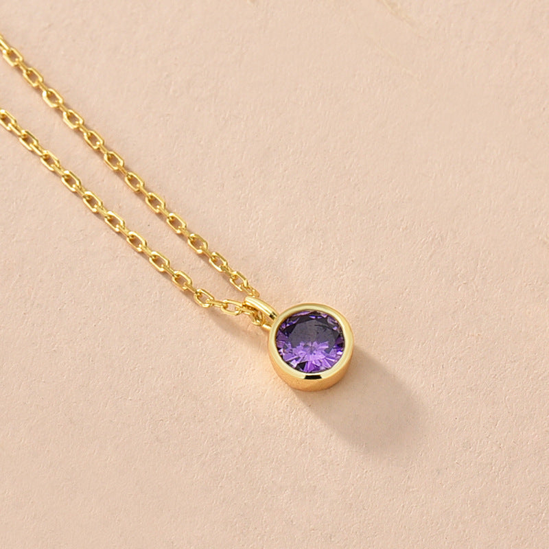 Women's Fashionable Simple Sterling Silver Solitaire Necklace With Twelve Zodiac Signs