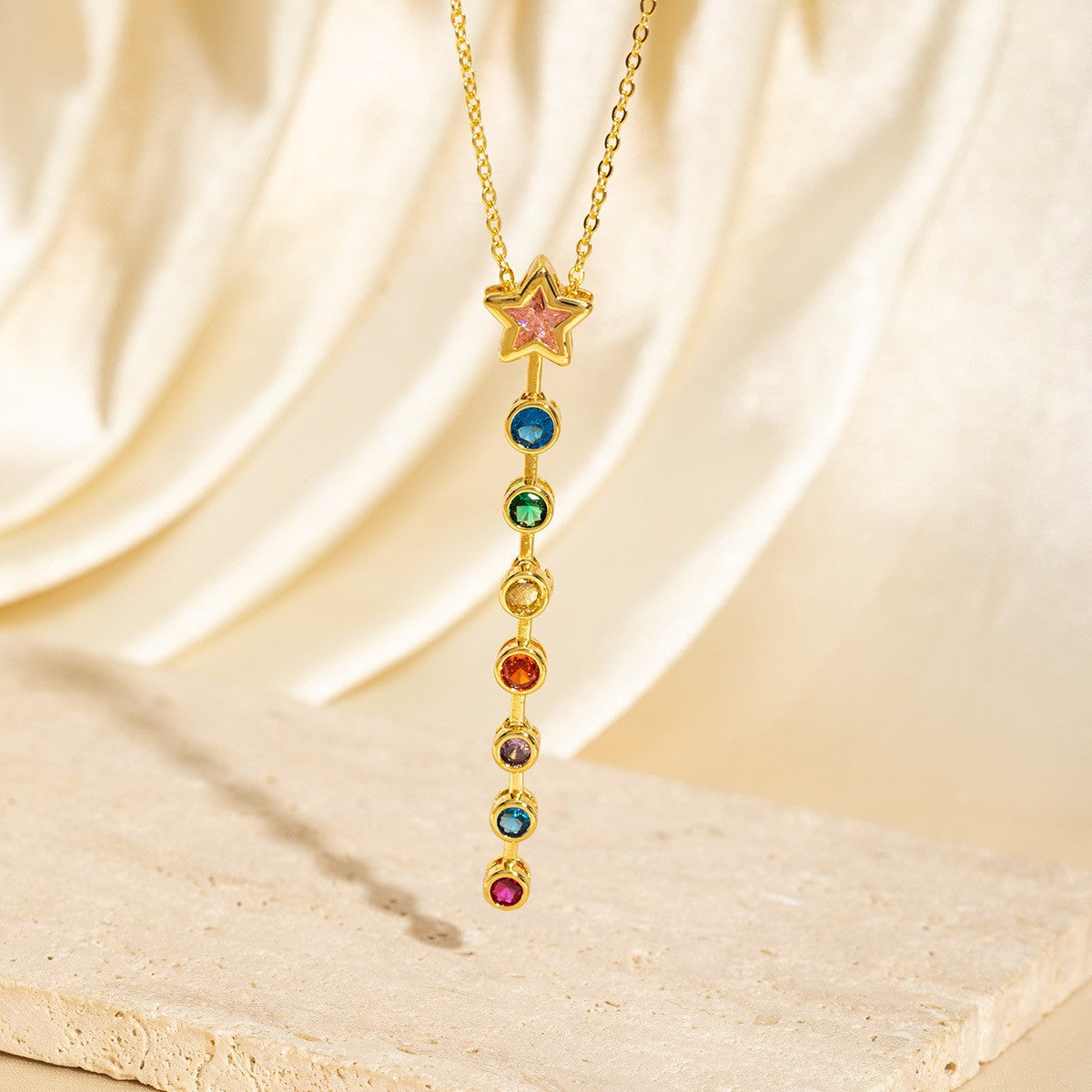 Malika Gems Tassel Flow Necklace – Color Zircon & Elegant Drop Design