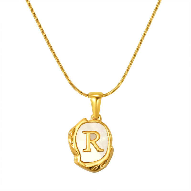 Malika Gems Lava Shell Initial Necklace – Natural Energy Letter Pendant
