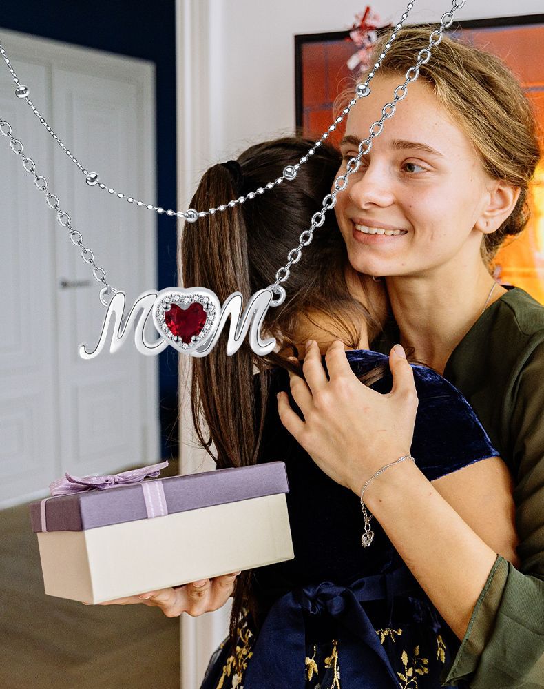 Malika Gems Mother’s Love Necklace – Layered Heart Pendant