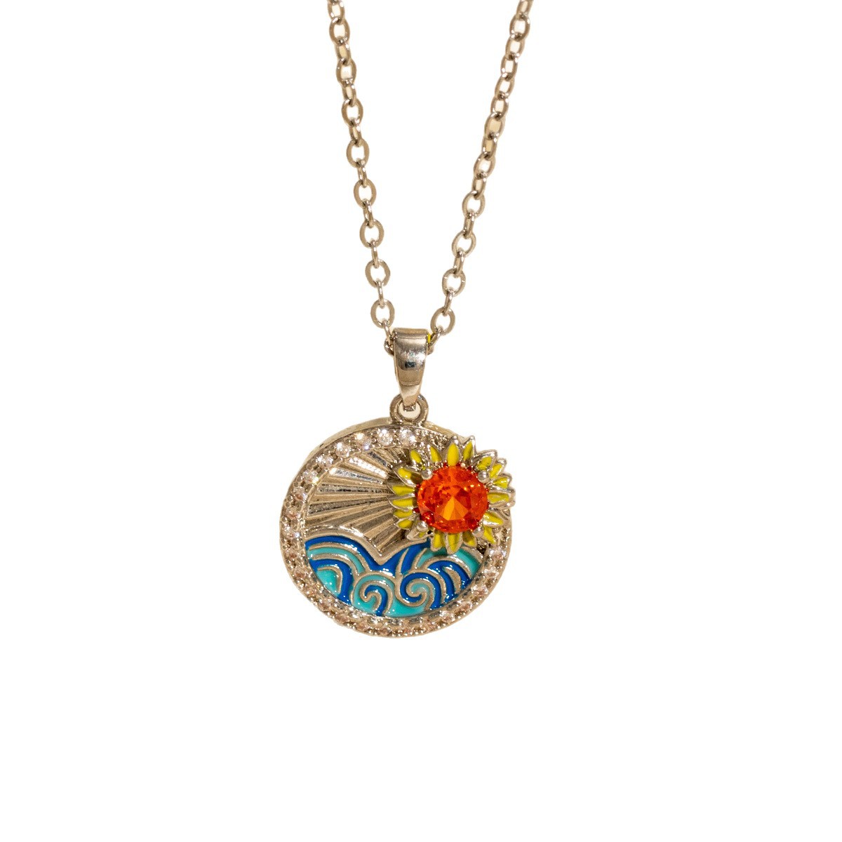 Malika Gems Sunlight Energy Necklace – Sunflower Radiance Pendant