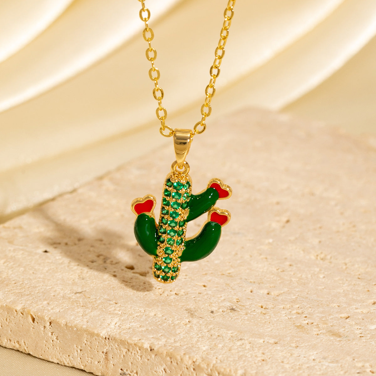 Malika Gems Cactus Drip Necklace – Unique Niche Energy Pendant
