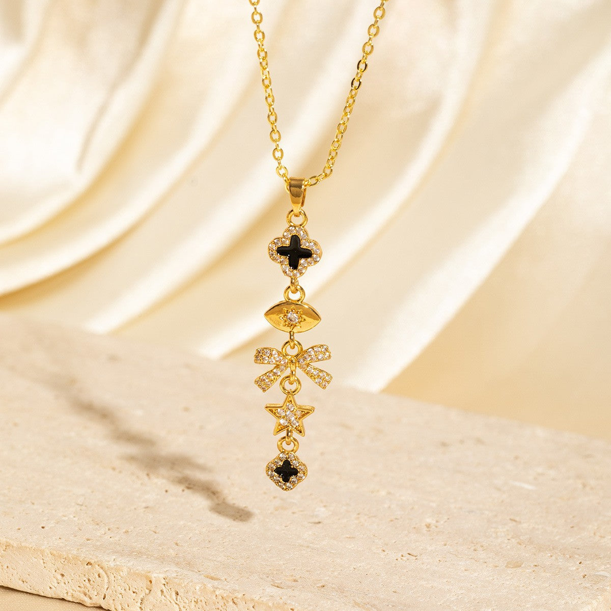 Malika Gems Tassel Flow Necklace – Color Zircon & Elegant Drop Design