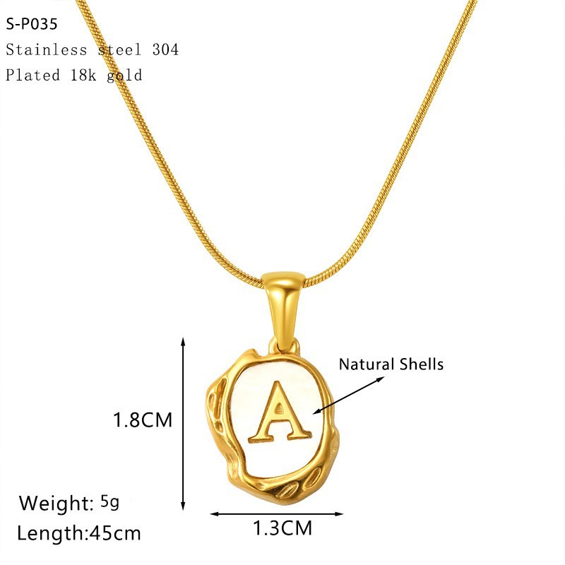 Malika Gems Lava Shell Initial Necklace – Natural Energy Letter Pendant