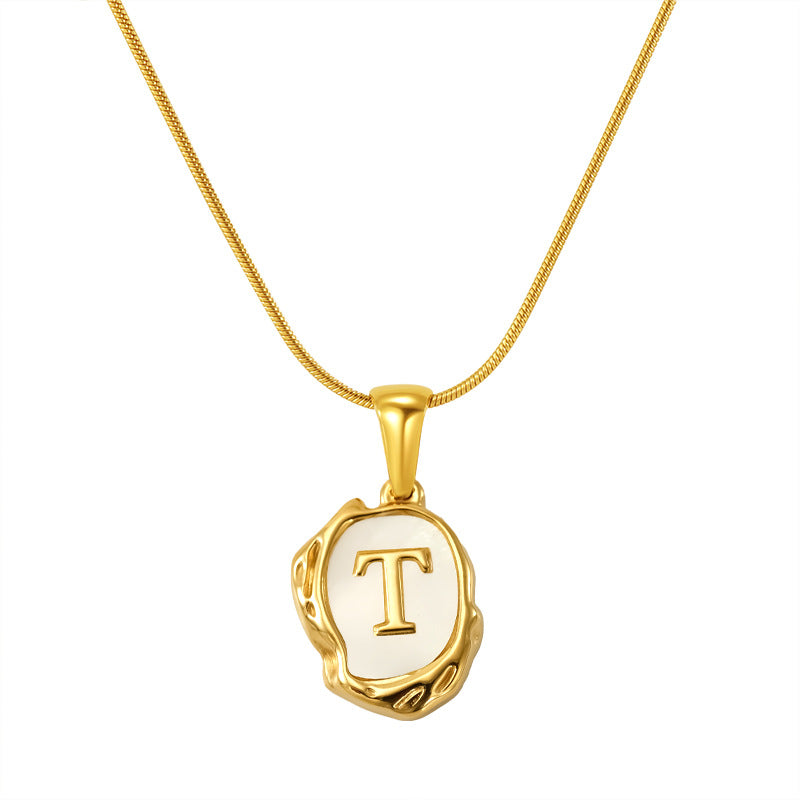 Malika Gems Lava Shell Initial Necklace – Natural Energy Letter Pendant