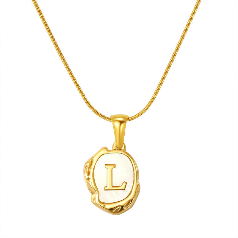 Malika Gems Lava Shell Initial Necklace – Natural Energy Letter Pendant