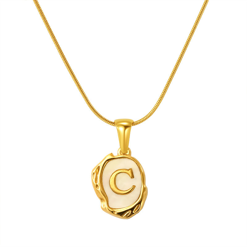 Malika Gems Lava Shell Initial Necklace – Natural Energy Letter Pendant