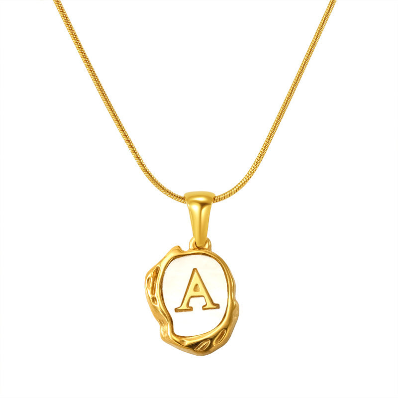 Malika Gems Lava Shell Initial Necklace – Natural Energy Letter Pendant