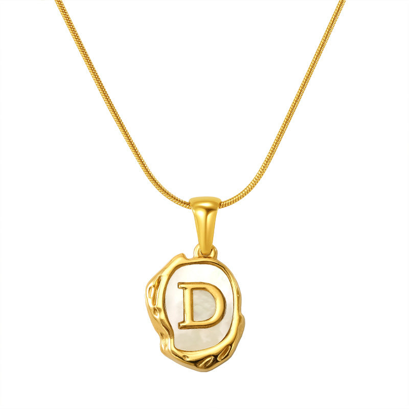 Malika Gems Lava Shell Initial Necklace – Natural Energy Letter Pendant