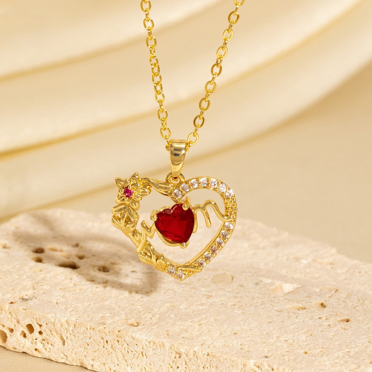 Malika Gems Minimal Luxe Heart Necklace – Elegant Hollow Design