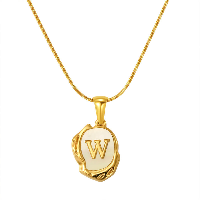 Malika Gems Lava Shell Initial Necklace – Natural Energy Letter Pendant