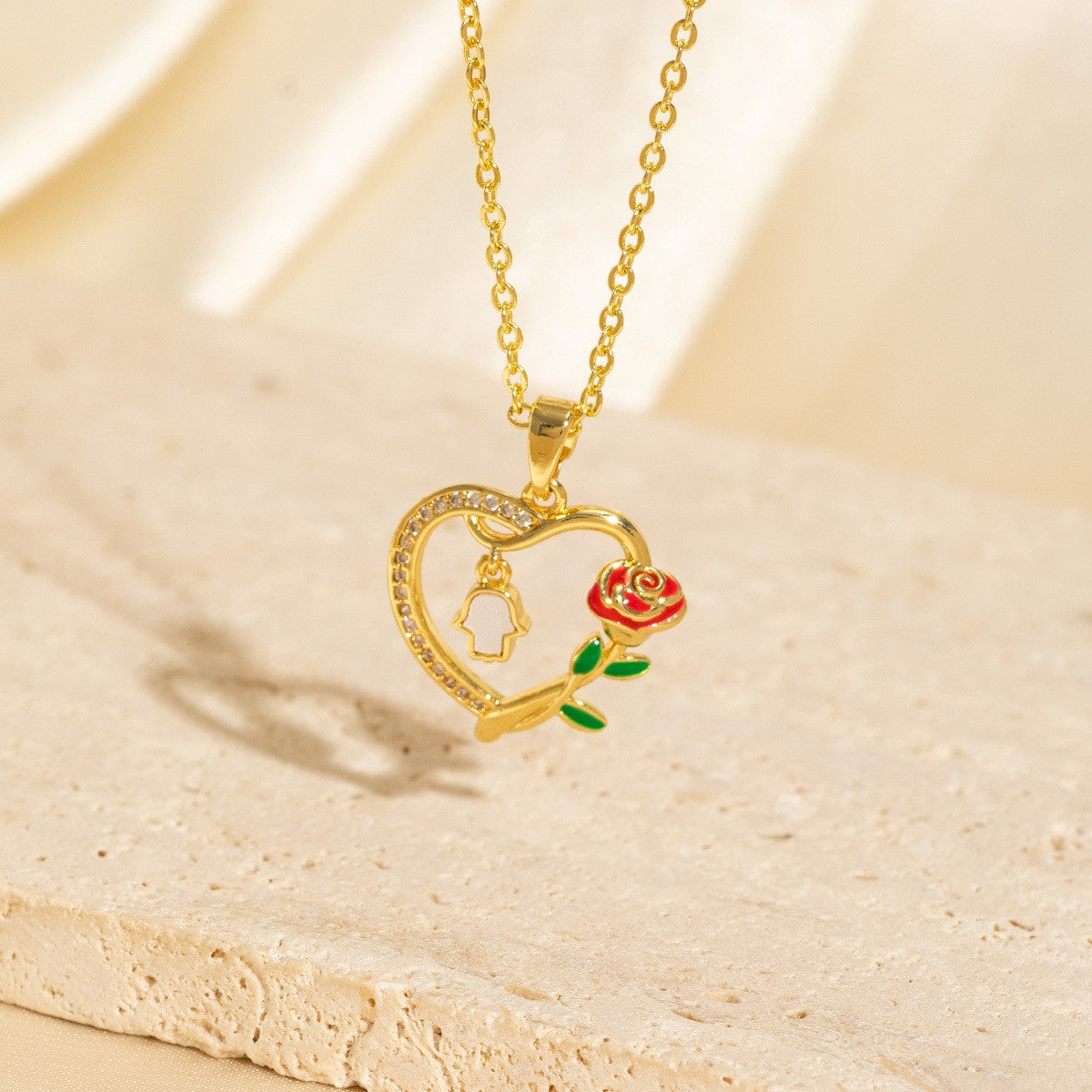 Malika Gems Minimal Luxe Heart Necklace – Elegant Hollow Design