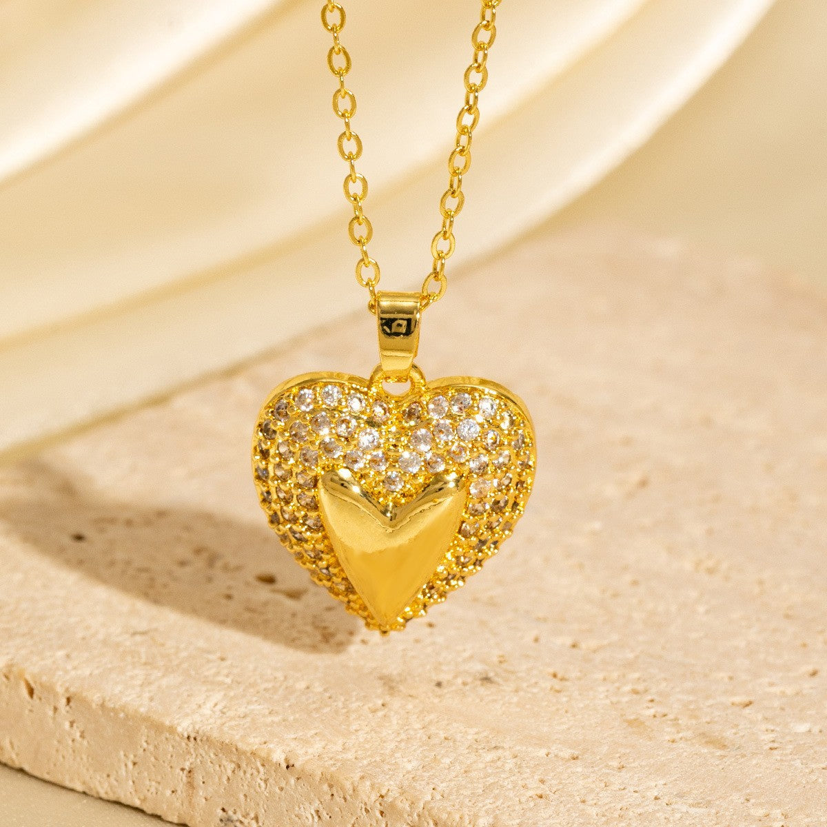 Malika Gems Minimal Luxe Heart Necklace – Elegant Hollow Design