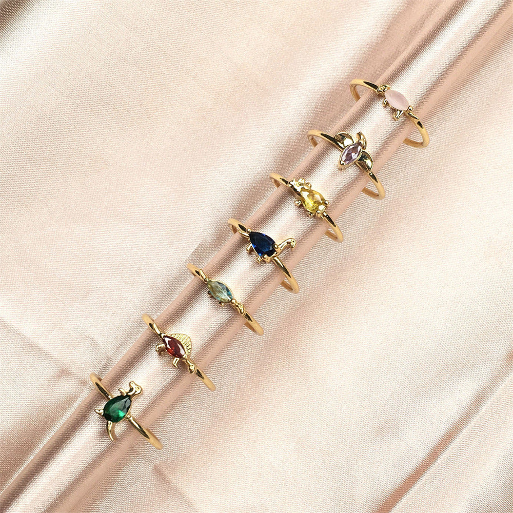 Stacked Personalised Zircon Bronze Rings