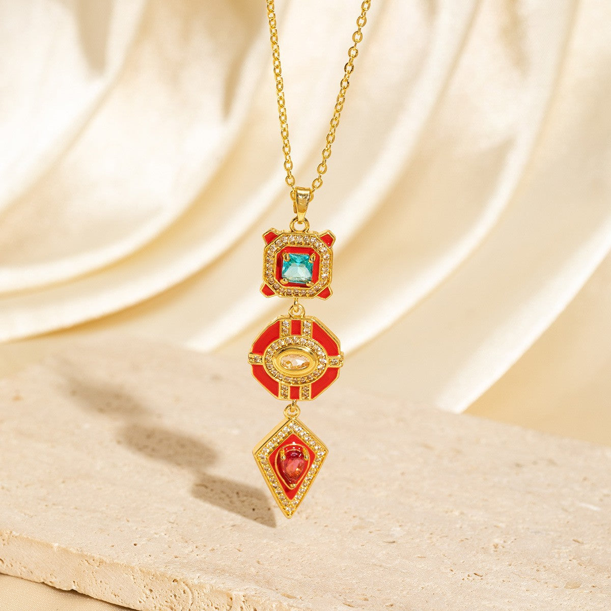 Malika Gems Tassel Flow Necklace – Color Zircon & Elegant Drop Design