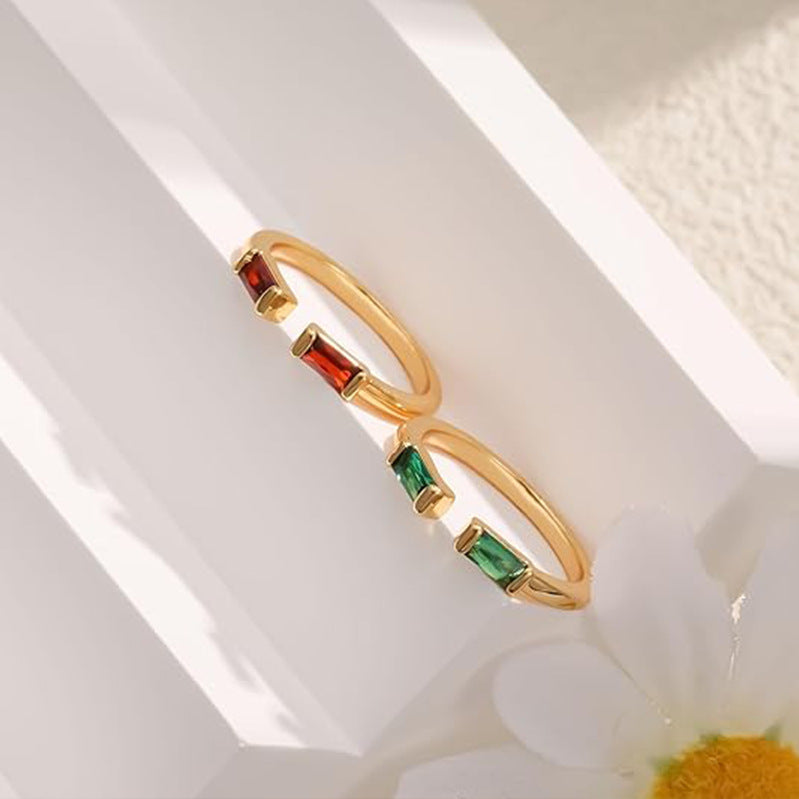 Female 12 Zodiac Birthstone Micro Inlaid Ring