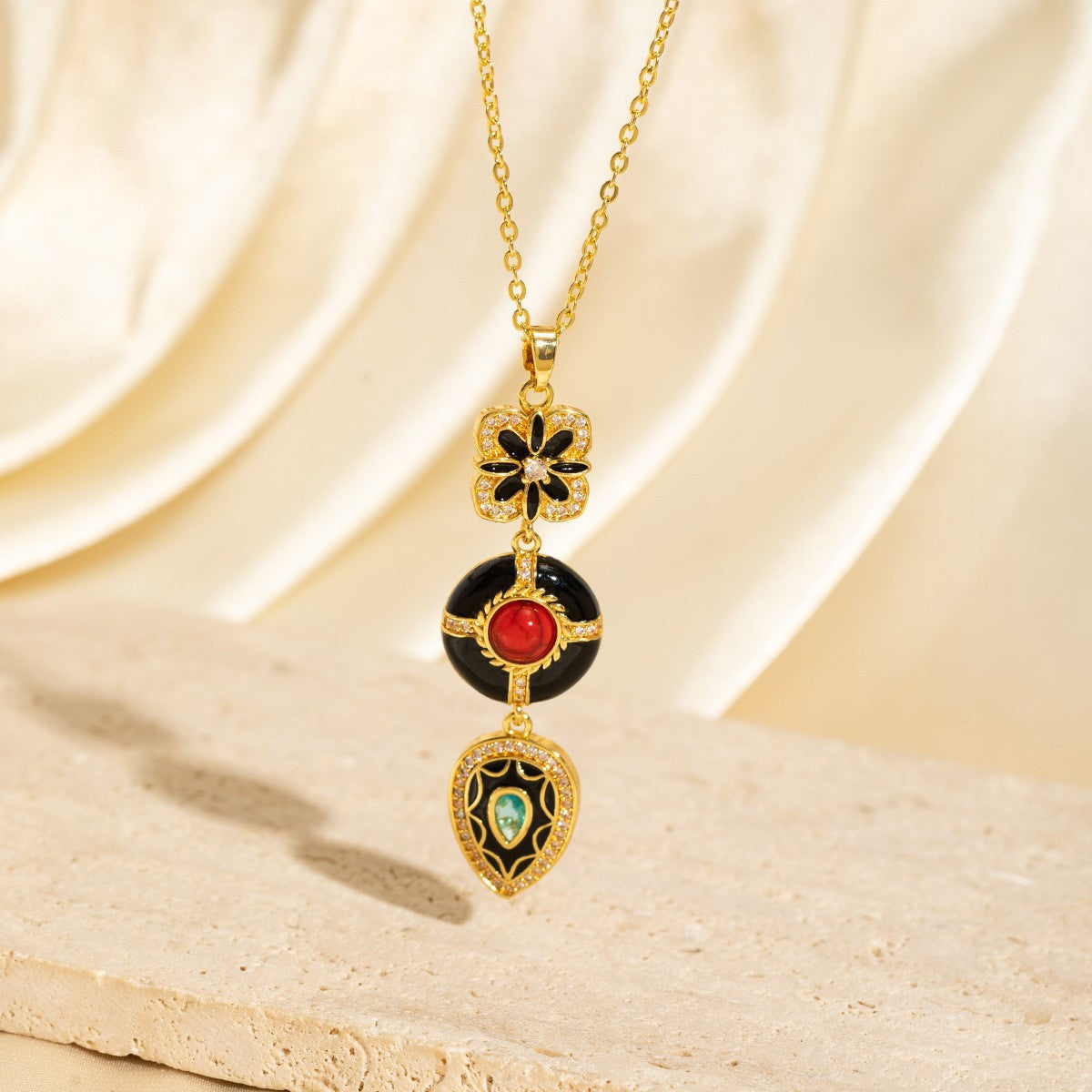 Malika Gems Tassel Flow Necklace – Color Zircon & Elegant Drop Design