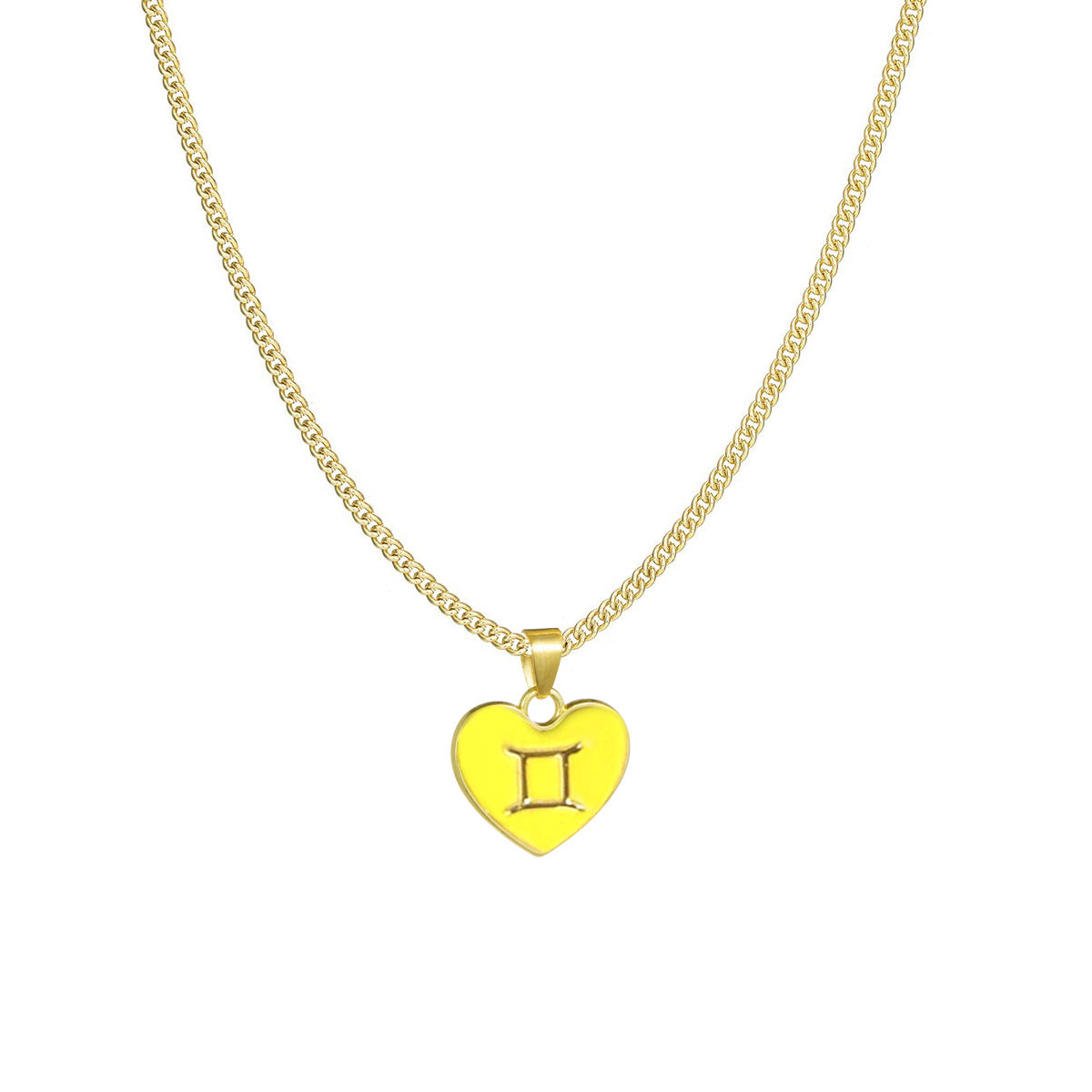Fashion Color Zodiac Peach Heart Alloy Necklace